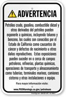 Petroleum Products Exposure Spanish Prop 65 Sign