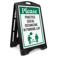 Please: Practice Social Distancing in Parking Lot Sidewalk Sign