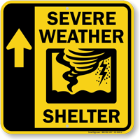 Severe Weather Shelter Up Arrow Sign