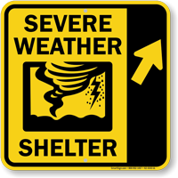 Severe Weather Shelter Upper Right Arrow Sign
