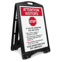 Stop if You Have Been Exposed Sidewalk Sign