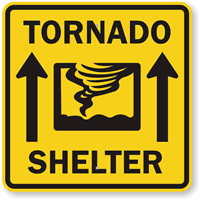 Tornado Shelter Sign With Up Arrow Symbol