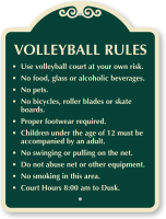 Volleyball Rules Use Court At Own Risk sign
