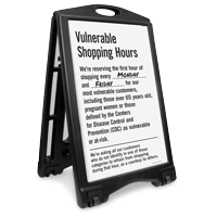 Vulnerable Shopping Hours Portable Sidewalk Sign