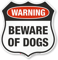 Warning Beware Of Dogs Shield Sign