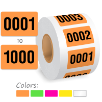 Roll Of 0001 to 1000 Sequentially Pre Numbered Labels