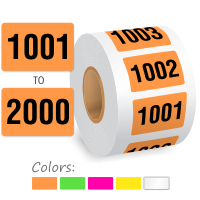 1001 2000 Color Coded Sequentially Pre Numbered Labels Roll 