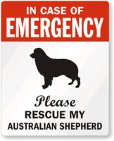 Australian Shepherd Emergency Pet Rescue Label