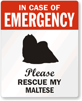 Emergency Pet Rescue Label - Maltese Dog