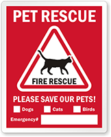 Pet Alert Fire Rescue Window Decal