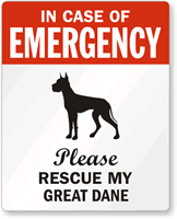 In Case Emergency, Rescue My Great Dane Label