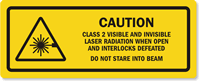 Class 2 Visible Invisible Laser Radiation Label