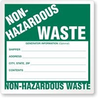 Semi Custom Non Hazardous Waste Label