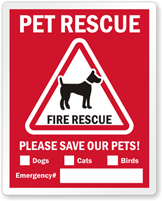 Fire Rescue Save Pets Window Decal