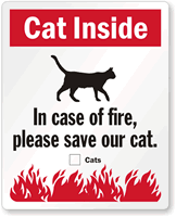 In Case Of Fire Save Cat Window Decal