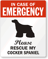 In Case Emergency, Rescue My Cocker Spaniel Label