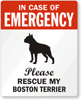 In Case Emergency, Rescue My Boston Terrier Label