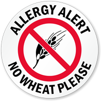 Allergy Alert No Wheat Please Door Decal