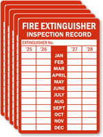 Fire Extinguisher Inspection Record Set of 5 Labels