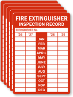 Fire Extinguisher Inspection Record Set of 5 Labels