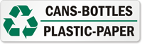 Cans Bottles, Plastic Paper Recycle Label