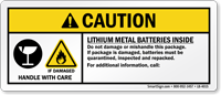 Caution Lithium Metal Batteries Inside Label