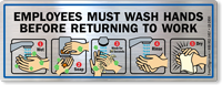Employees Must Wash Hands Before Returning Mirror Decal