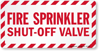 Fire Sprinkler Shut Off Valve Label