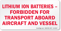 Lithium Ion Batteries Forbidden Label