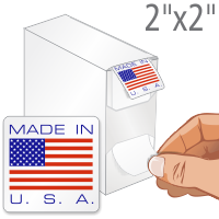 Made In USA Flag Label Dispenser Box