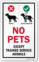 No Pets Except Trained Service Animals Glass Decal