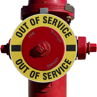 Out Of Service Fire Hydrant Ring   Black on Yellow