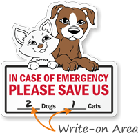 In Case Of Emergency Save Pets Window Decal