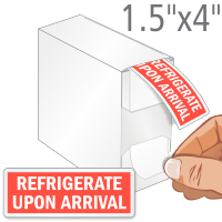 Refrigerate Upon Arrival Shipping Labels in Dispenser