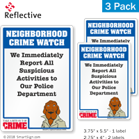 Report Suspicious Activities McGruff Crime Watch Label Set