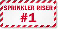 Sprinkler Riser #1 In Case Of Emergency Label