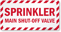Sprinkler Main Shut Off Valve Label