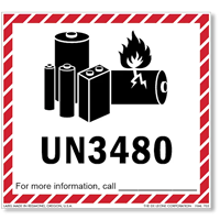 UN 3480 Lithium Battery Label