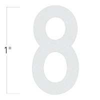 Die-Cut 1 Inch Tall Reflective Number 8 White
