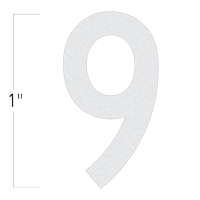 Die-Cut 1 Inch Tall Reflective Number 9 White