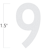 Die-Cut 1.5 Inch Tall Reflective Number 9 White
