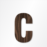 Die-Cut 12 Inch Tall Letter Lower Case C Dark Walnut