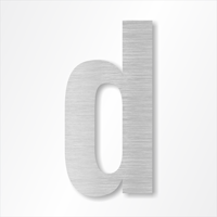 Die-Cut 12 Inch Tall Letter Lower Case D Brushed Aluminum