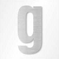 Die-Cut 12 Inch Tall Letter Lower Case G Brushed Aluminum