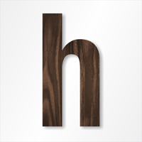 Die-Cut 12 Inch Tall Letter Lower Case H Dark Walnut