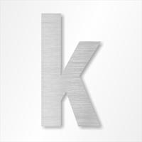 Die-Cut 12 Inch Tall Letter Lower Case K Brushed Aluminum