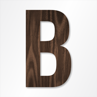 Die-Cut 12 Inch Tall Letter Upper Case B Dark Walnut