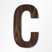 Die-Cut 12 Inch Tall Letter Upper Case C Dark Walnut