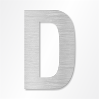 Die-Cut 12 Inch Tall Letter Upper Case D Brushed Aluminum