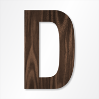 Die-Cut 12 Inch Tall Letter Upper Case D Dark Walnut